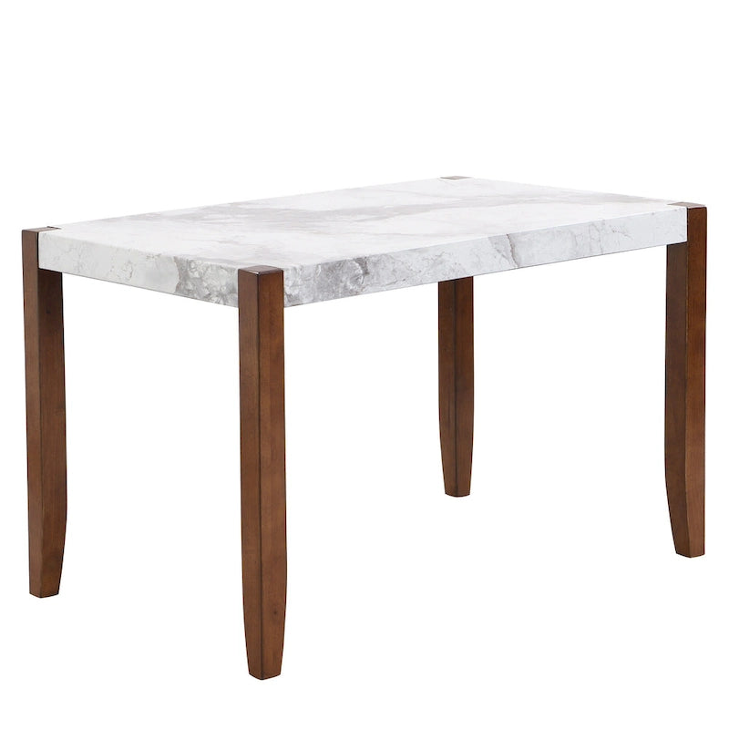 Set da pranzo di 5 pezzi, set da pranzo da cucina per 4 persone con tavolo effetto marmo e 4 sedie imbottite