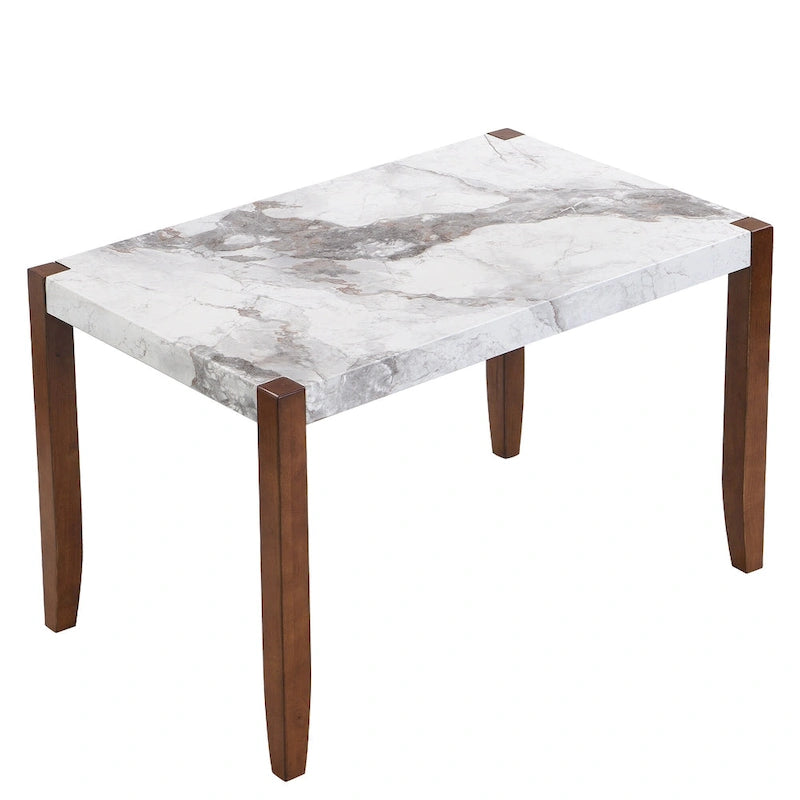 Set da pranzo di 5 pezzi, set da pranzo da cucina per 4 persone con tavolo effetto marmo e 4 sedie imbottite