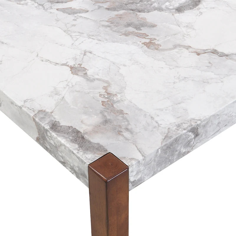 Set da pranzo di 5 pezzi, set da pranzo da cucina per 4 persone con tavolo effetto marmo e 4 sedie imbottite