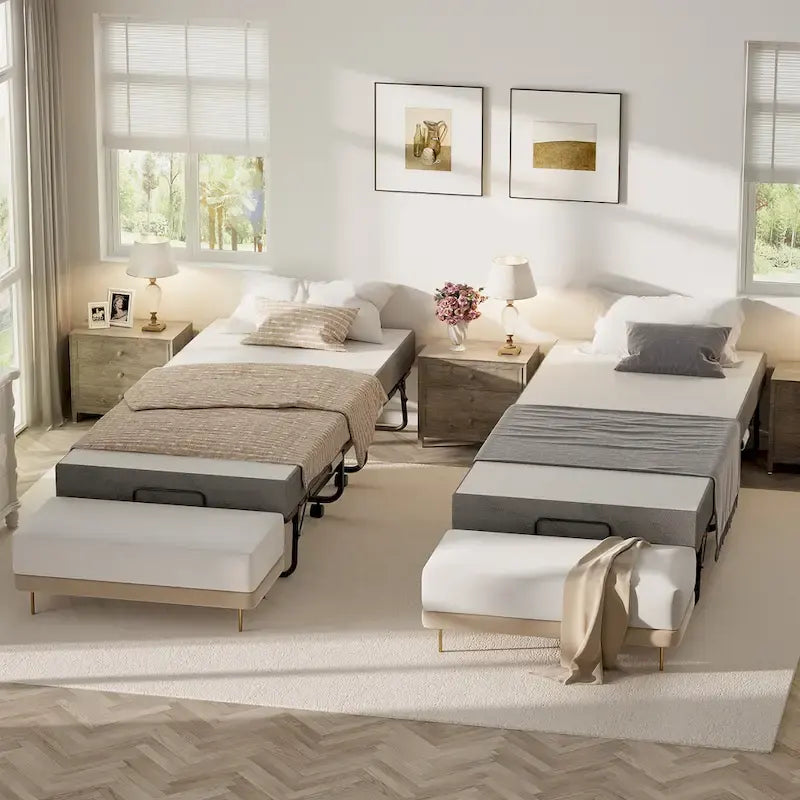 Black Folding Rollaway Bed with Memory Foam Mattress