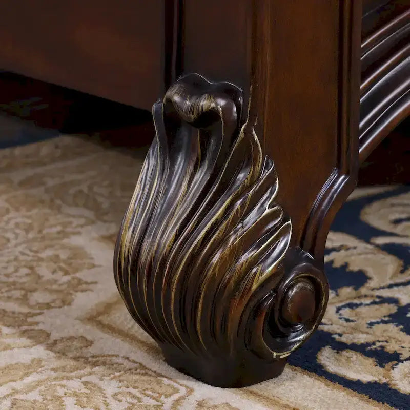 Furniture of America Eugene Letto a pannelli tradizionale a baldacchino in legno massello ciliegio scuro con dettagli intagliati