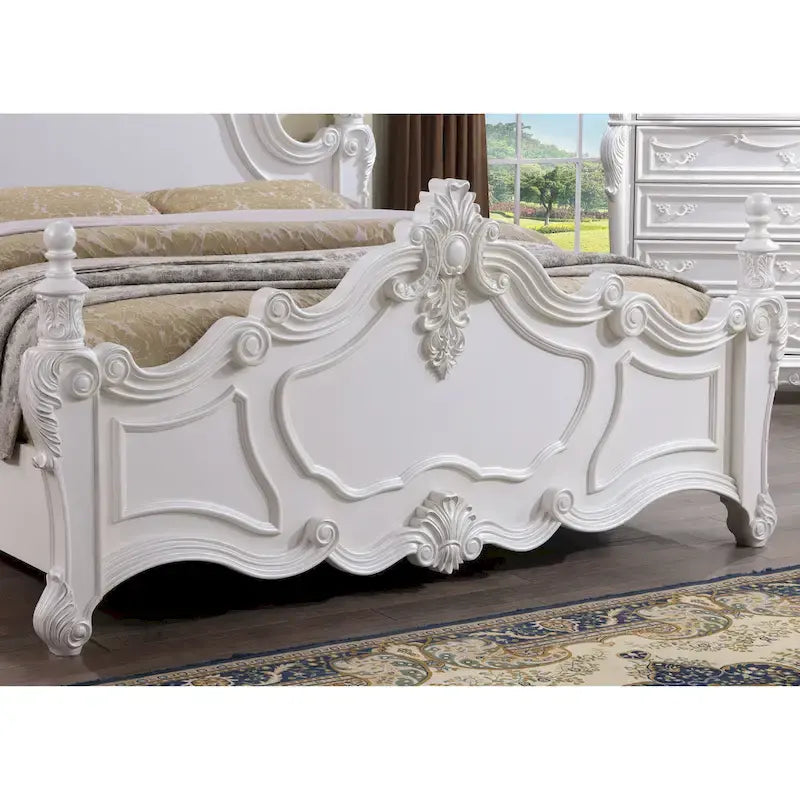 Furniture of America Eugene Letto a pannelli tradizionale a baldacchino in legno massello ciliegio scuro con dettagli intagliati