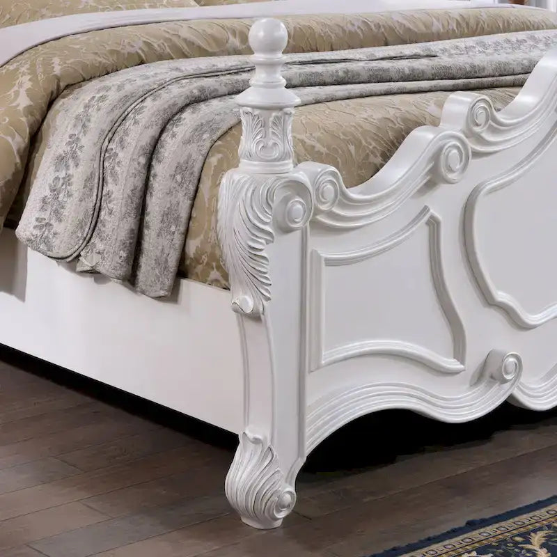 Furniture of America Eugene Letto a pannelli tradizionale a baldacchino in legno massello ciliegio scuro con dettagli intagliati