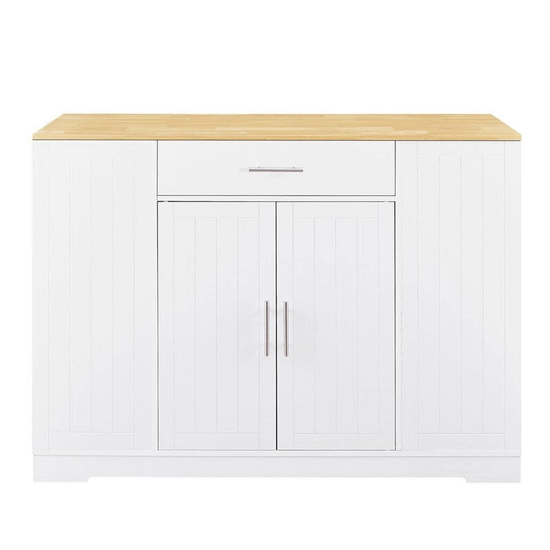53" Kitchen Island with Drawers and Built-In Trash Bin - Multiple Colors