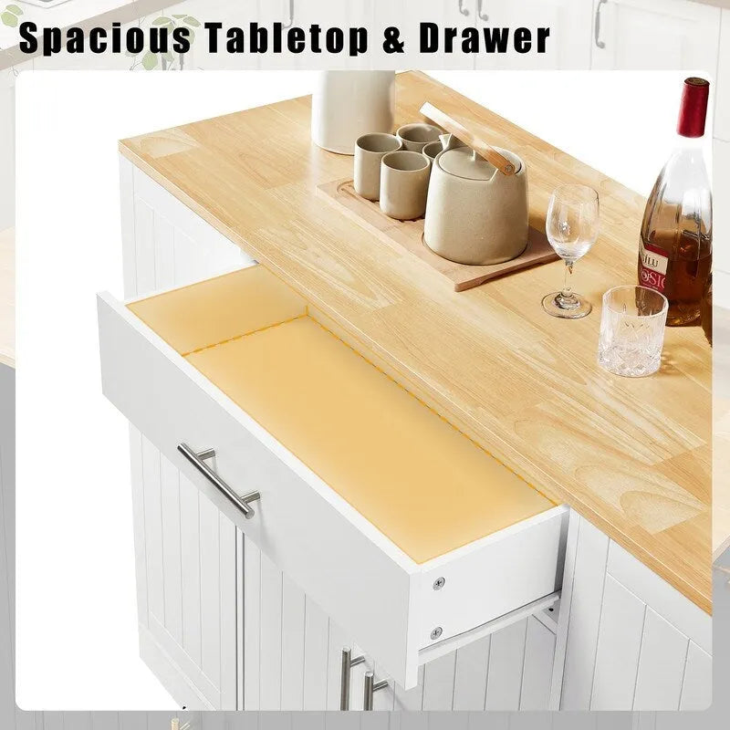 53" Kitchen Island with Drawers and Built-In Trash Bin - Multiple Colors