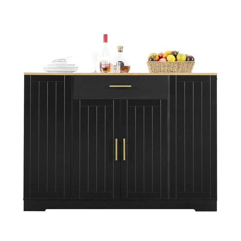 53" Kitchen Island with Drawers and Built-In Trash Bin - Multiple Colors