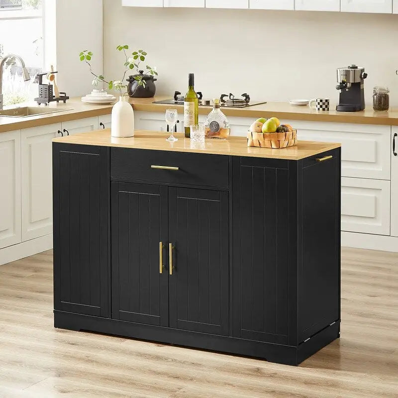 53" Kitchen Island with Drawers and Built-In Trash Bin - Multiple Colors