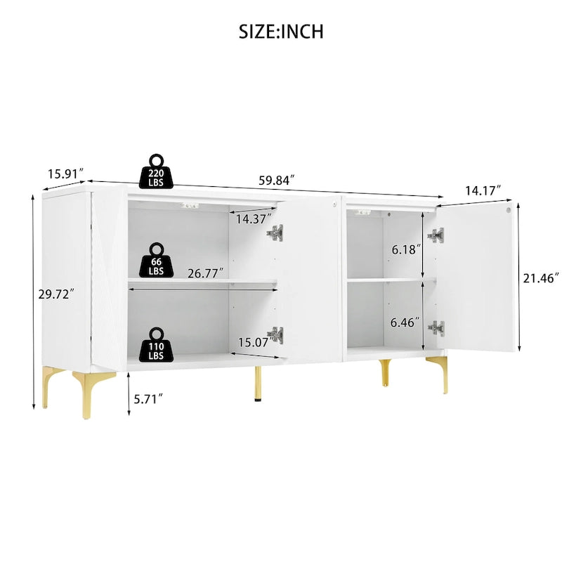 Credenza a buffet con ripiani regolabili per il soggiorno