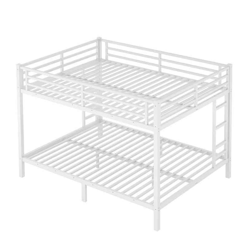 White Queen over Queen Metal Bunk Bed