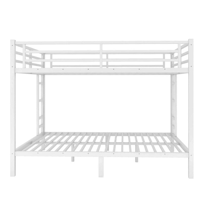 White Queen over Queen Metal Bunk Bed