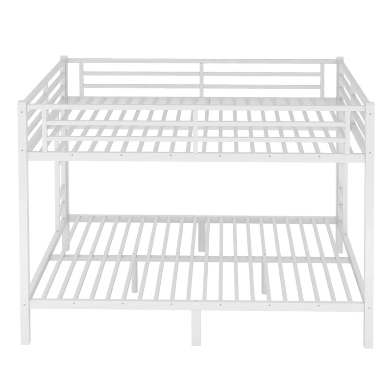 White Queen over Queen Metal Bunk Bed