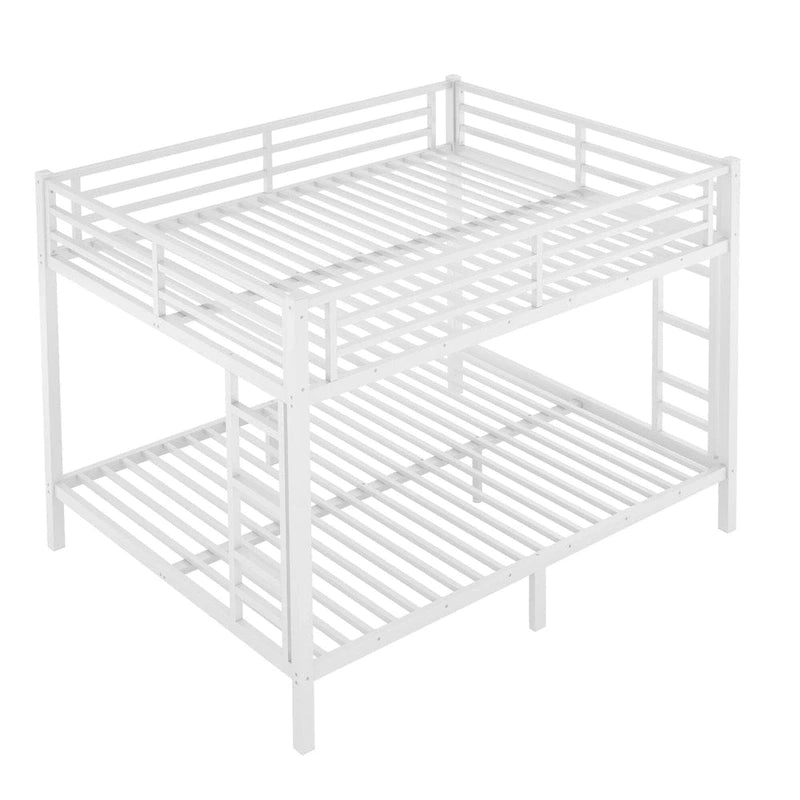 White Queen over Queen Metal Bunk Bed