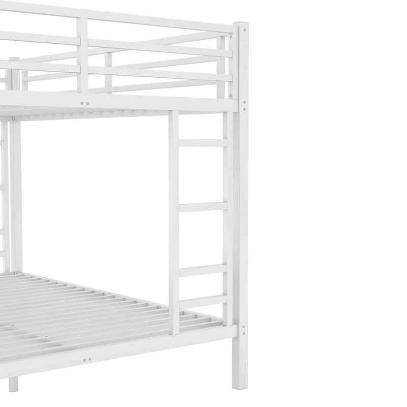 White Queen over Queen Metal Bunk Bed