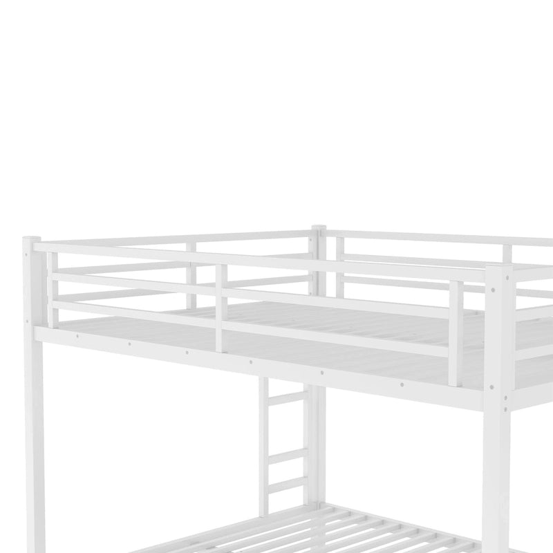 White Queen over Queen Metal Bunk Bed