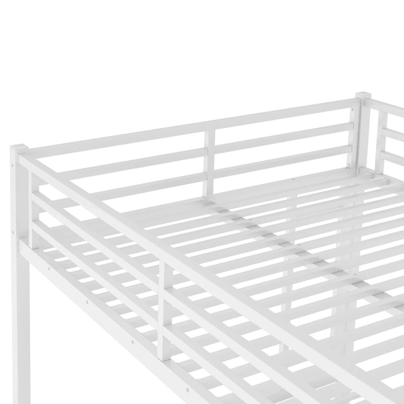 White Queen over Queen Metal Bunk Bed