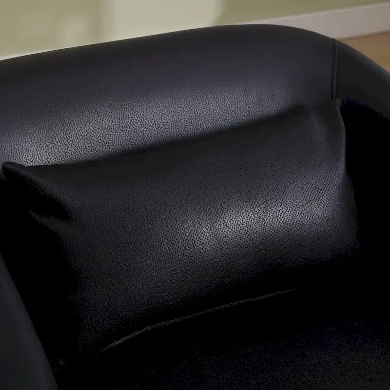 Poltrona moderna girevole a 360° in PU nero da 80 cm con base in metallo per soggiorno