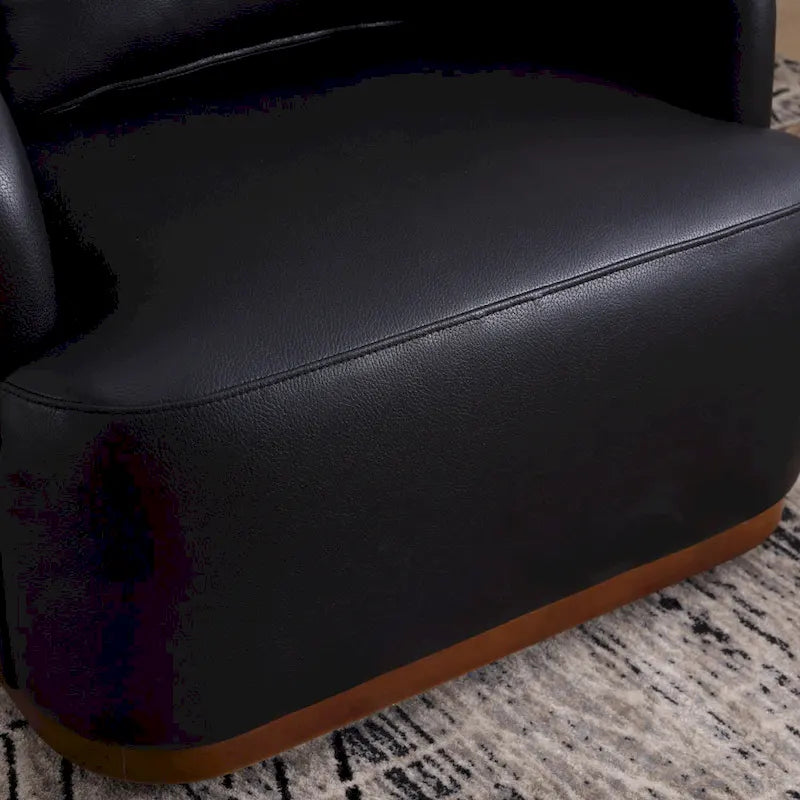 Poltrona moderna girevole a 360° in PU nero da 80 cm con base in metallo per soggiorno