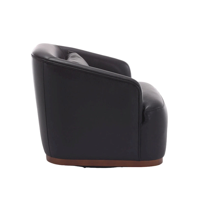Poltrona moderna girevole a 360° in PU nero da 80 cm con base in metallo per soggiorno