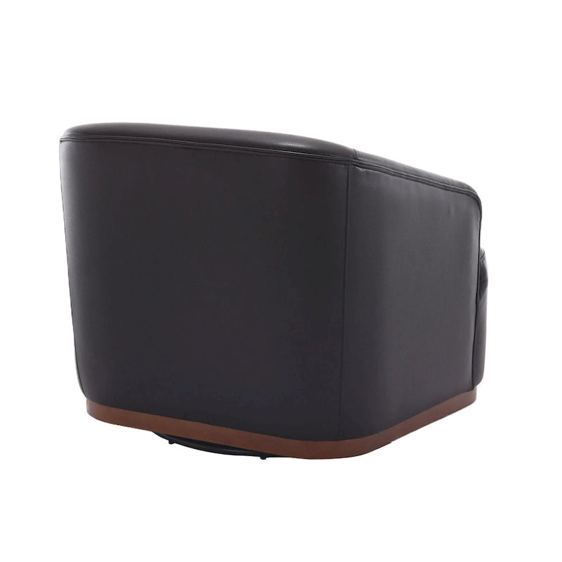 Poltrona moderna girevole a 360° in PU nero da 80 cm con base in metallo per soggiorno