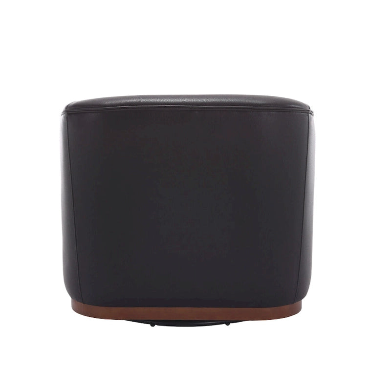Poltrona moderna girevole a 360° in PU nero da 80 cm con base in metallo per soggiorno