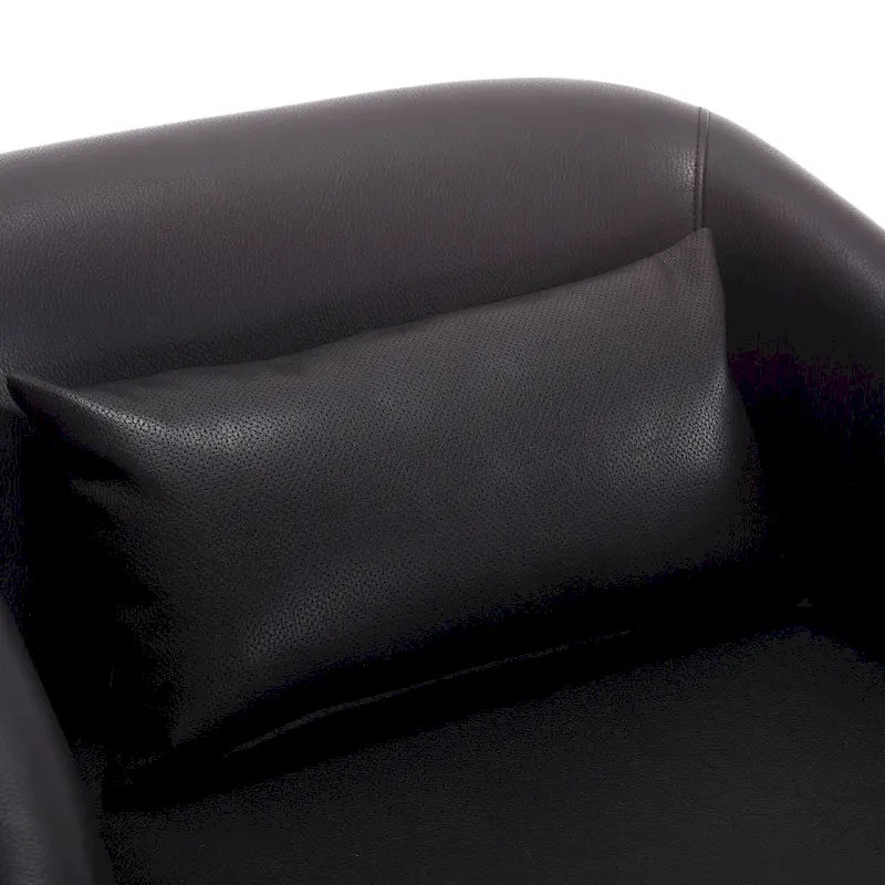 Poltrona moderna girevole a 360° in PU nero da 80 cm con base in metallo per soggiorno