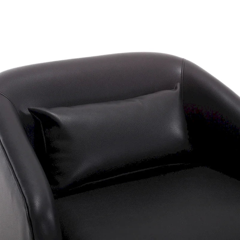 Poltrona moderna girevole a 360° in PU nero da 80 cm con base in metallo per soggiorno