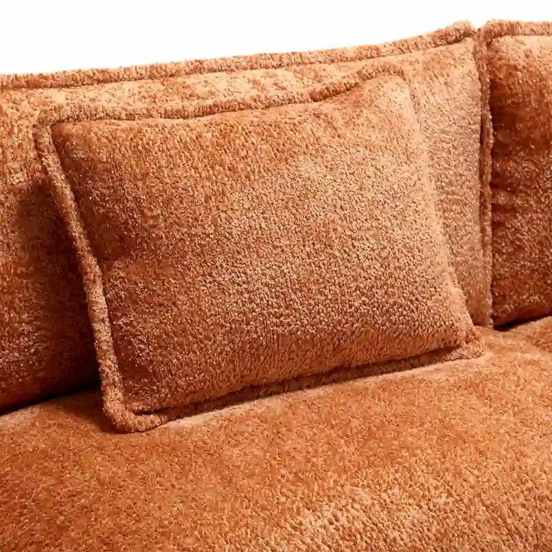 Divano componibile a 4 posti a L Arancione 112,2 cm in tessuto Bouclé moderno con cuscini e braccioli rimovibili