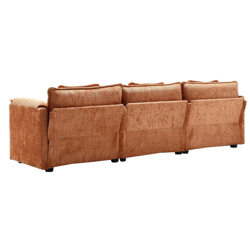 Divano componibile a 4 posti a L Arancione 112,2 cm in tessuto Bouclé moderno con cuscini e braccioli rimovibili