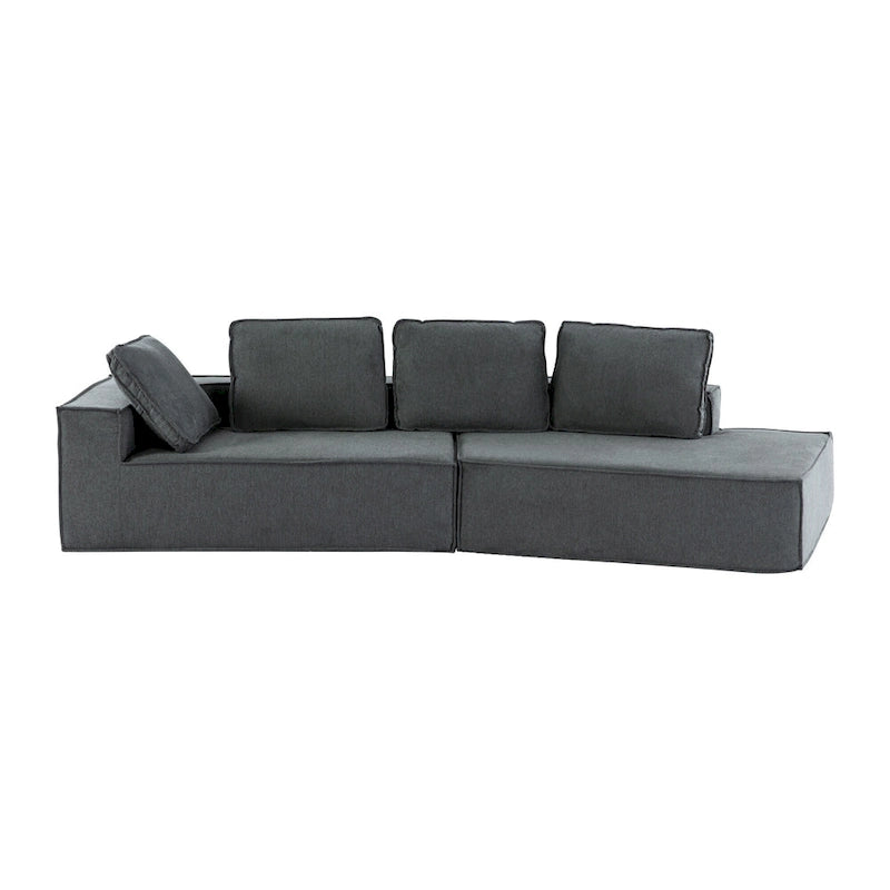 Divano letto chaise longue grigio 125, moderno a 4 posti per il relax in salotto, per interni