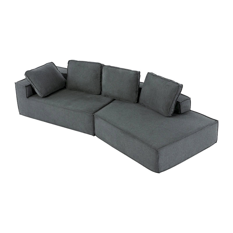 Divano letto chaise longue grigio 125, moderno a 4 posti per il relax in salotto, per interni