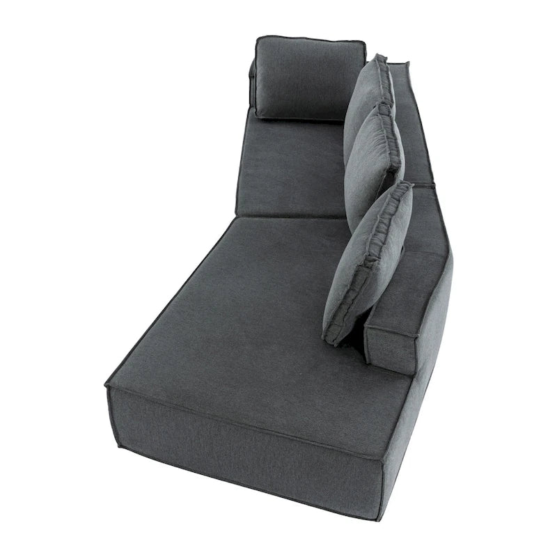 Divano letto chaise longue grigio 125, moderno a 4 posti per il relax in salotto, per interni