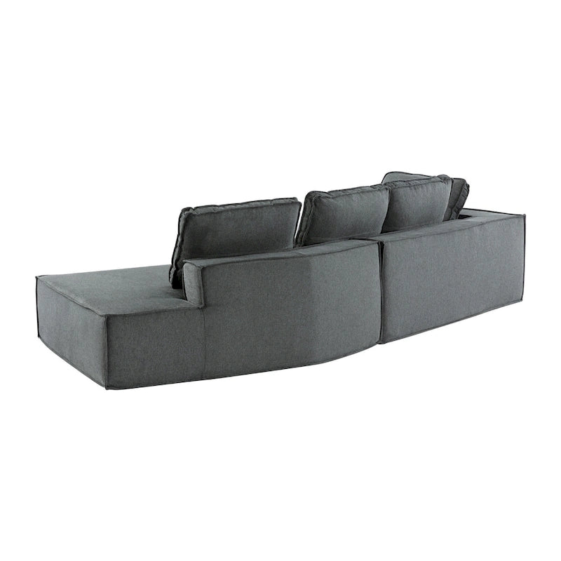 Divano letto chaise longue grigio 125, moderno a 4 posti per il relax in salotto, per interni