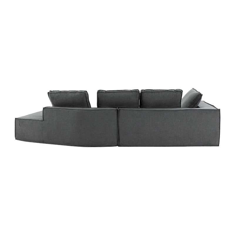Divano letto chaise longue grigio 125, moderno a 4 posti per il relax in salotto, per interni