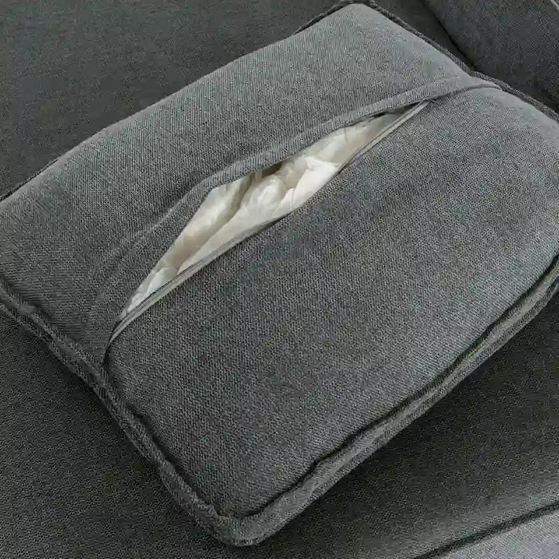 Divano letto chaise longue grigio 125, moderno a 4 posti per il relax in salotto, per interni