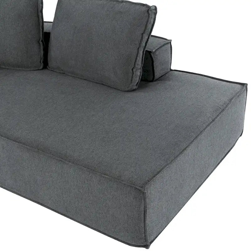 Divano letto chaise longue grigio 125, moderno a 4 posti per il relax in salotto, per interni