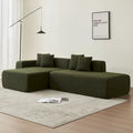 105.51 Divano componibile moderno a L con 5 posti e chaise longue, in morbido tessuto Sherpa "lana d'agnello"