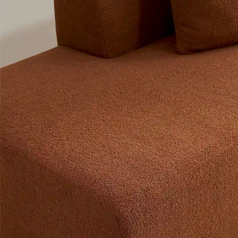 105.51 Divano componibile moderno a L con 5 posti e chaise longue, in morbido tessuto Sherpa "lana d'agnello"