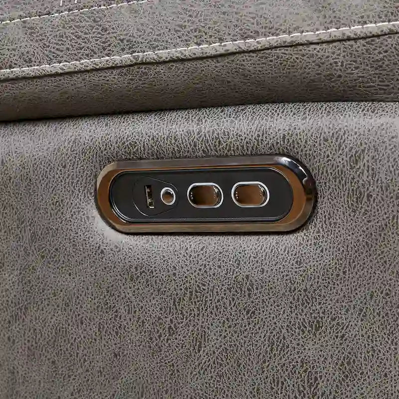 Poltrona Reclinabile Doppia con Motore Grigia con Funzione Girevole a 240°, Dondolo, Porte USB e Poggiatesta Regolabile