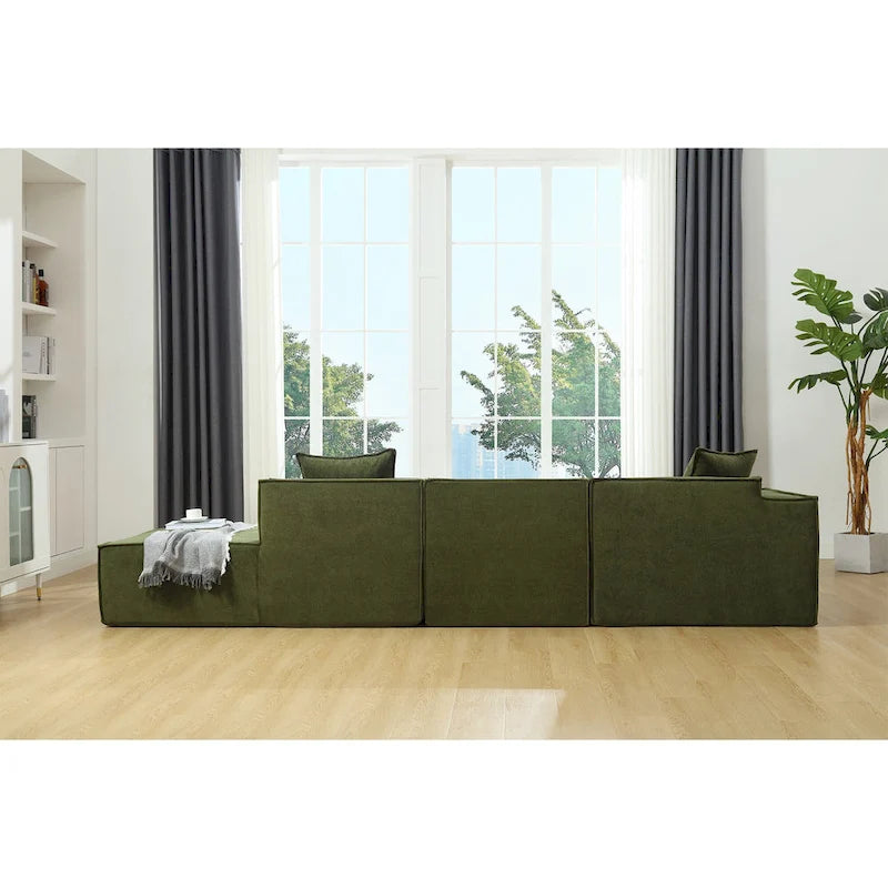 Verde 129.5 Divano Sezionale a L a 4 Posti Minimalista Modulare con Chaise Longue, Design Versatile a Combinazione Libera