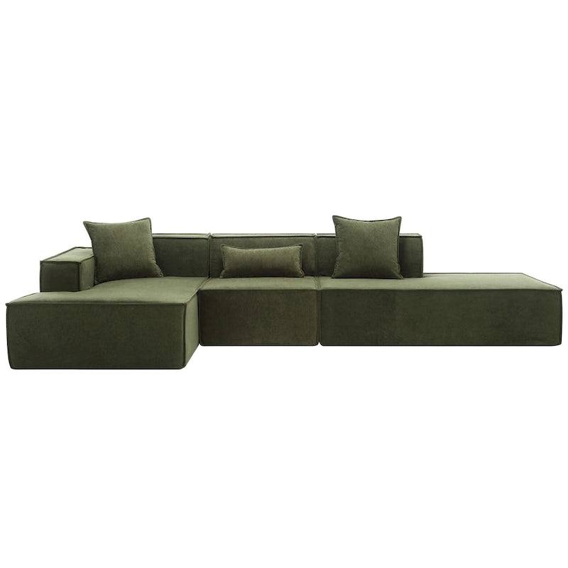 Verde 129.5 Divano Sezionale a L a 4 Posti Minimalista Modulare con Chaise Longue, Design Versatile a Combinazione Libera