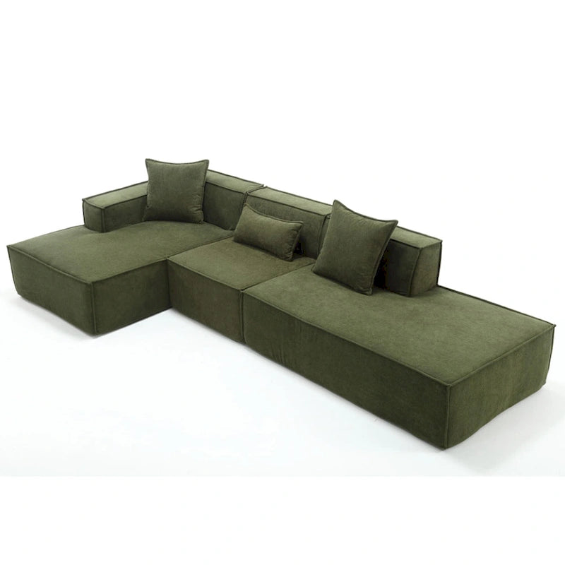 Verde 129.5 Divano Sezionale a L a 4 Posti Minimalista Modulare con Chaise Longue, Design Versatile a Combinazione Libera