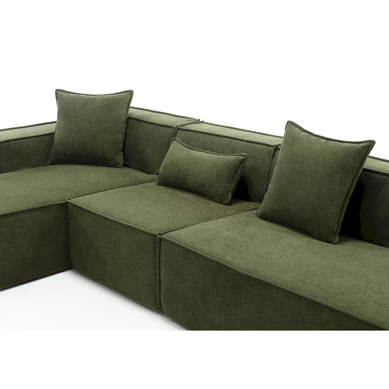 Verde 129.5 Divano Sezionale a L a 4 Posti Minimalista Modulare con Chaise Longue, Design Versatile a Combinazione Libera