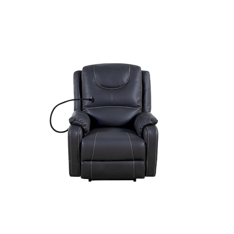 Poltrona Reclinabile Nera Elettrica, con Massaggio, Riscaldamento, Porte USB, Supporto Telefono e Tasche Laterali, Reclinazione Regolabile fino a 139
