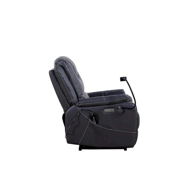Poltrona Reclinabile Nera Elettrica, con Massaggio, Riscaldamento, Porte USB, Supporto Telefono e Tasche Laterali, Reclinazione Regolabile fino a 139