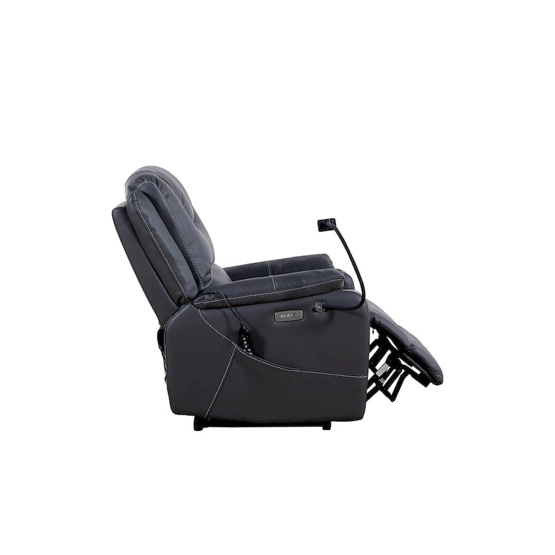 Poltrona Reclinabile Nera Elettrica, con Massaggio, Riscaldamento, Porte USB, Supporto Telefono e Tasche Laterali, Reclinazione Regolabile fino a 139