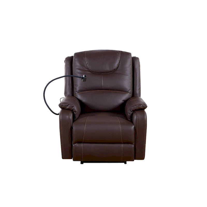 Poltrona Reclinabile Nera Elettrica, con Massaggio, Riscaldamento, Porte USB, Supporto Telefono e Tasche Laterali, Reclinazione Regolabile fino a 139