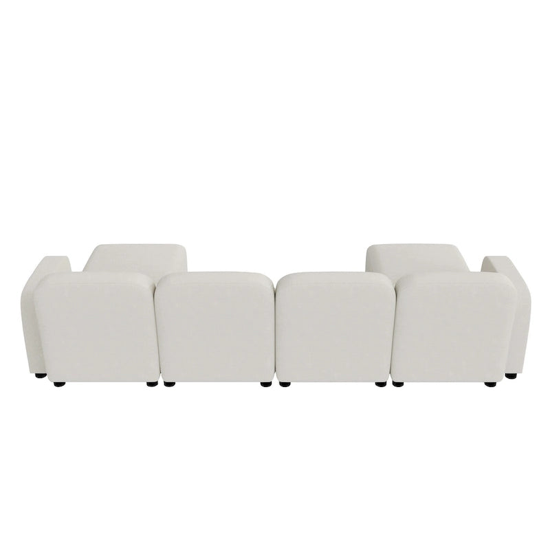 Divano sezionale modulare a U a 6 posti in velluto 116 con due pouf, design reversibile per uno spazio abitativo personalizzabile