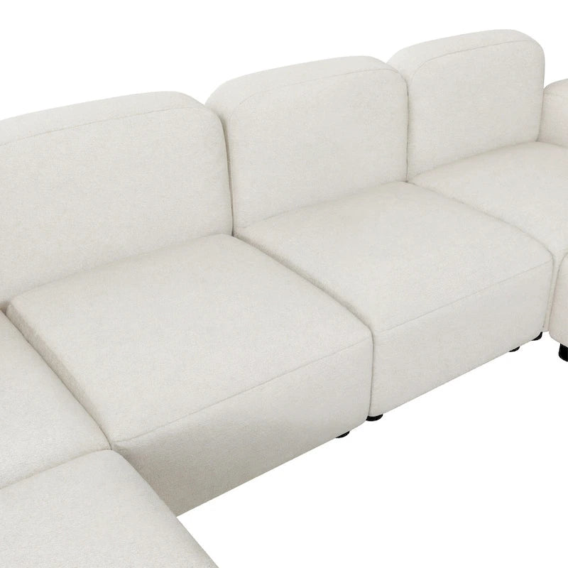 Divano sezionale modulare a U a 6 posti in velluto 116 con due pouf, design reversibile per uno spazio abitativo personalizzabile