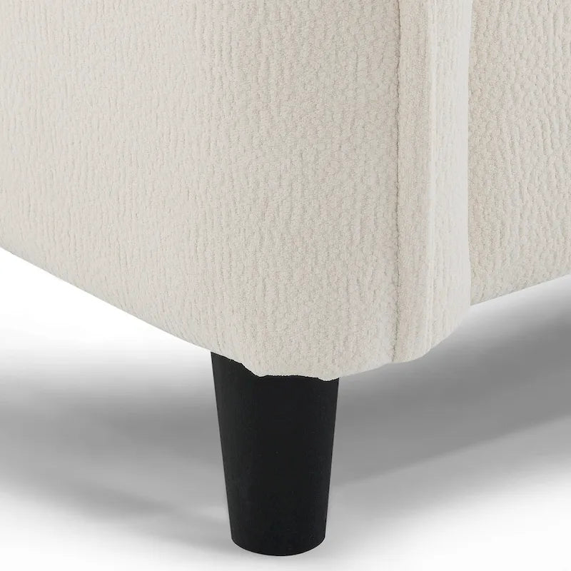 Divano componibile a L moderno a 5 posti convertibile con pouf rimovibile e 5 cuscini, tessuto ciniglia felpato