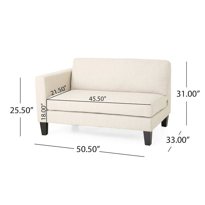 Divano a 3 posti moderno beige 101 con gambe in legno e due cuscini per soggiorno